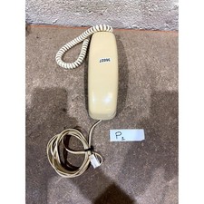 TP 210 Corded Trimline Telephone Beige Wall Mounted Curly Cord Single Keypad