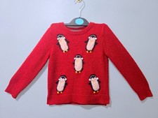 F&F Dark Red Penguin Girls  Jumper For 5-6Yrs old(116cm)