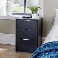 Bedside 3 Drawer Storage Black