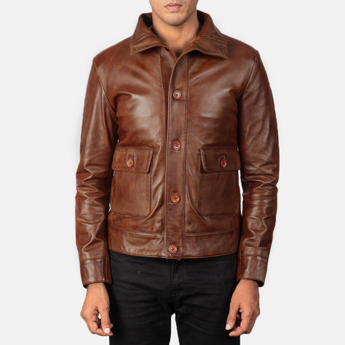 Men cognac brown leather - brown,