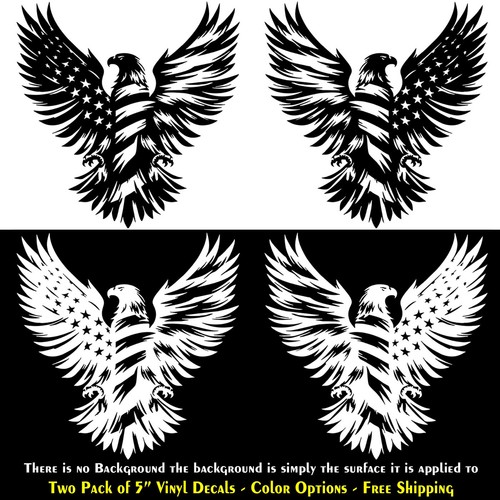 American flag eagle two - flag, 5"