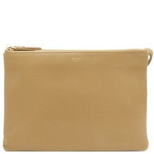 Celine Trio Small Shoulder Bag Light Brown Lambskin Zip Vintage Authentic