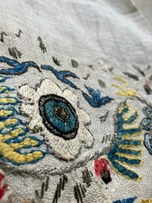 Vintage 1880s / 1900s Turkish hand embroidered fabric panel