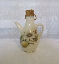 Vintage Brixham Pottery Oil Or Vinegar Jug Decorated With  Apple And Flowers.