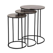 Richmond Interiors - Nolan Nest Table - Champagne Gold & Black - Set of 3 tables
