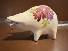 Vintage Ceramic Piggy Bank with Floral Design - No Hole for Money Removal