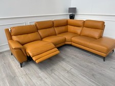 Furniture Village Contempo Power Recliner Corner Sofa In Orange/Tan Leather