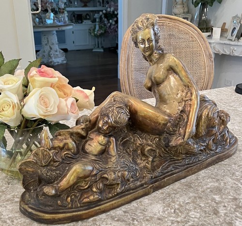 Bronze nude statue huge - nude, clock