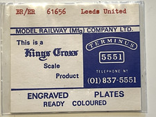 KINGS CROSS OO GAUGE - LOCO NAMEPLATES - BR/ER 61656 LEEDS UTD