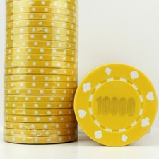 50 x Budget Suited Foil Numbered YELLOW 10K, 11.5g ABS Poker Chips - END OF LINE