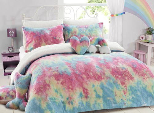 Rainbow tie dye teddy fleece - rainbow,