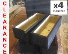 Clearance! Value set of 4 black wooden garden window box herb trough planters