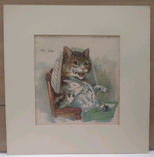 Antique 1902 louis wain - antique, matted