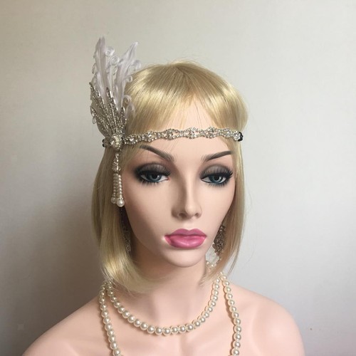 Retro ladies headband feather - ladies,