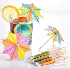 30x Cocktail Umbrella Picks Mixed Colour Party Decorations for Drinks Tiki BBQ