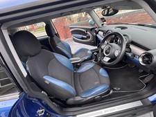 MINI R56 COOPER HEATED BLUE HALF LEATHER/ CLOTH SEATS W/ BLUE TRIMS FULL SET 