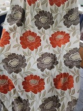 Heavy Chenille Terracotta & Grey Eyelet SINGLE Door Curtain W74 X L85 INCHES 