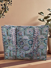 Cotton Floral Block Print Tote