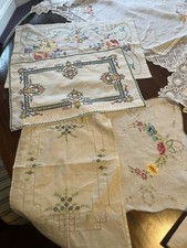 Vintage Hand sewn Tray Clothes And Small Table Cloth
