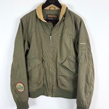 Woolrich Bomber Jacket Mens Medium Khaki Lamb Fur Military Aviator Pilot