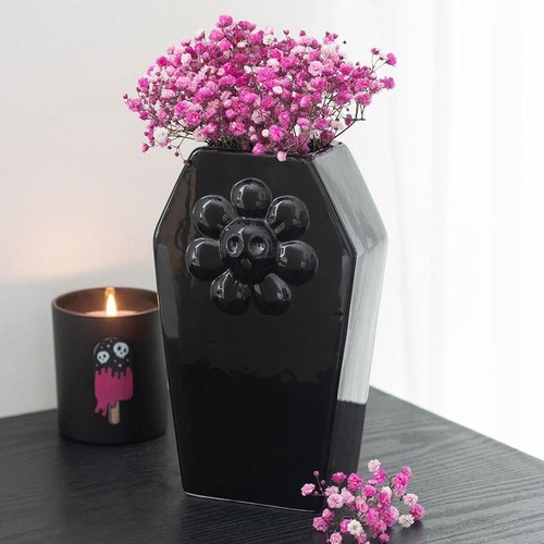Black ceramic coffin shaped - ceramic,
