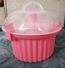 Large cupcake carry case with lid, holds 24 cupcakes on 3 trays great condition.