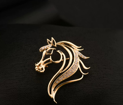 Gold colour horse pin animal - colour,