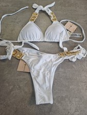 MODA MINX WHITE BIJOUX BIKINI SIZE L 12 14 NEW WITH TAGS