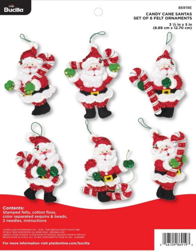 Bucilla candy cand santas - santas, felt