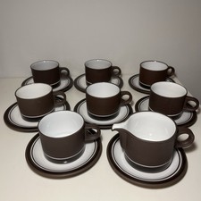 Hornsea - 7 X Contrast Pattern cups and saucers / Jugs