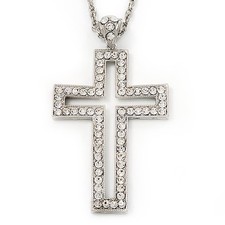 Oversized Open Diamante Cross