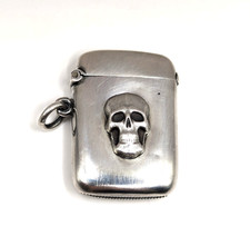 Antique / Victorian Sterling Silver Skull Vesta Case: Birmingham hallmarks 1892