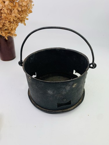 Antique iron metal cauldron - antique,