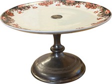 Vintage Smith & Bartlam Cake Stand Silver Base Floral Pattern Plate