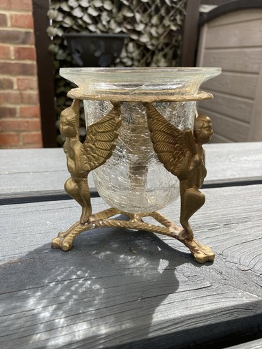Vintage brass cherub candle - brass,