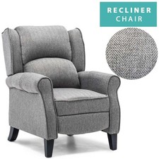 EATON WING BACK FIRESIDE CHECK FABRIC RECLINER ARMCHAIR SOFA LOUNGE CHAIR