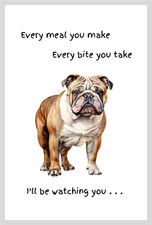 English Bulldog Dog gift Tea Towel Watching You wording fun stocking filler