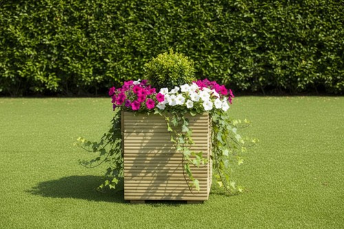 Square wooden decking - decking, planter