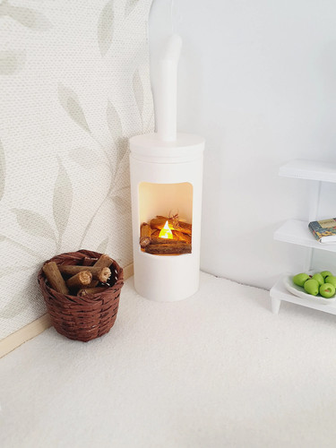 White log burner fireplace - white,