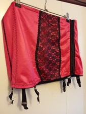 Girdle 6 Metal Suspender Red And Black Revival Lingerie Xxxl  Waist 35 To 38