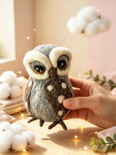 Handmade wool felt owl - handmade,