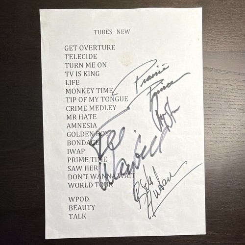 The tubes signed - the, setlist
