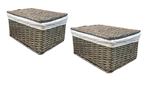 Set lidded wicker storage - of, 2