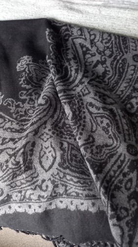 Gray and black cape - and,