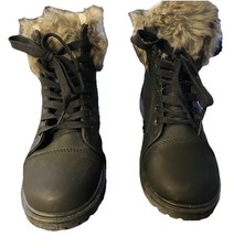 Black Faux Fur Short Boots