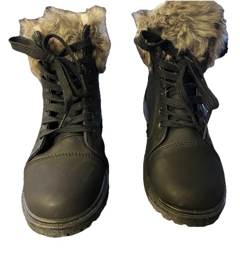 Black faux fur short boots - faux,