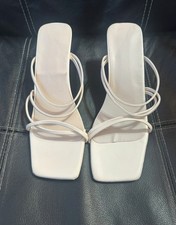 Cream Square Toe Strappy Heels