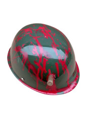 Child's (58cm) Green Army Helmet Custom Bullet Hole / Blood Splatter Paint - NEW