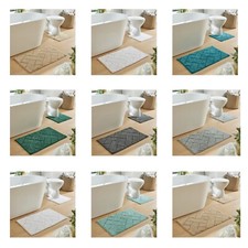 2 Piece Bali Bath Mat Set 100% Cotton Easy Care Plush Bath Rug Toilet Mats