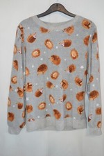 Next women's grey long sleeve hedgehog pyjama top size small